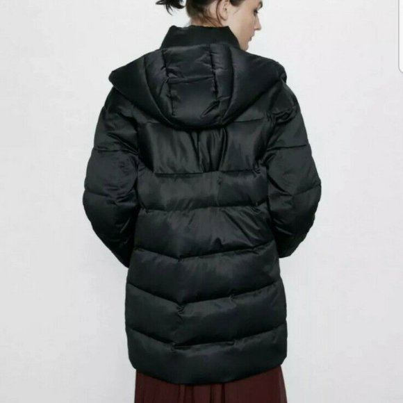ZARA SOLD OUT WATER REPELLENT DOWN BLACK COAT - Picture 5 of 7